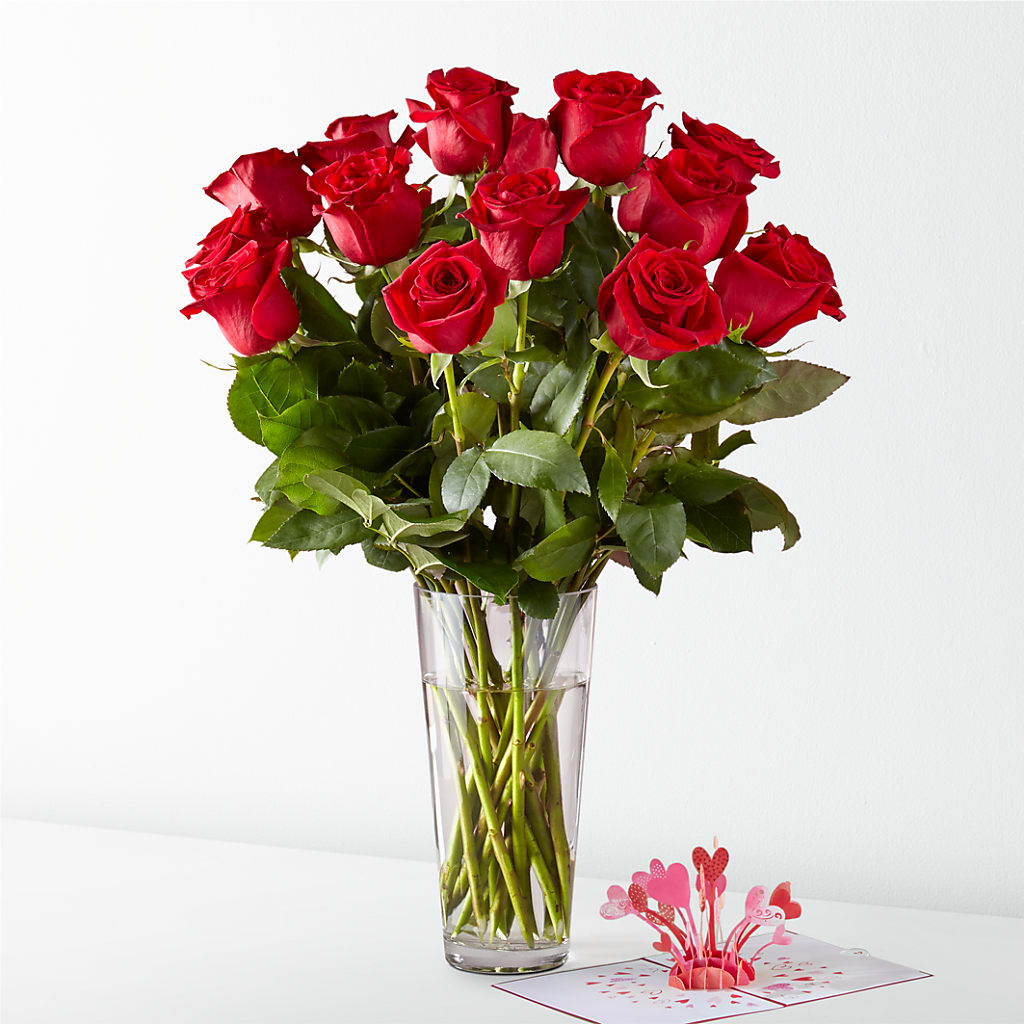 Long Stem Red Rose Bouquet & Lovepop® Pop-Up Card – DANDELIONS ALL THINGS WEDDINGS & EVENTS, Germanton NC