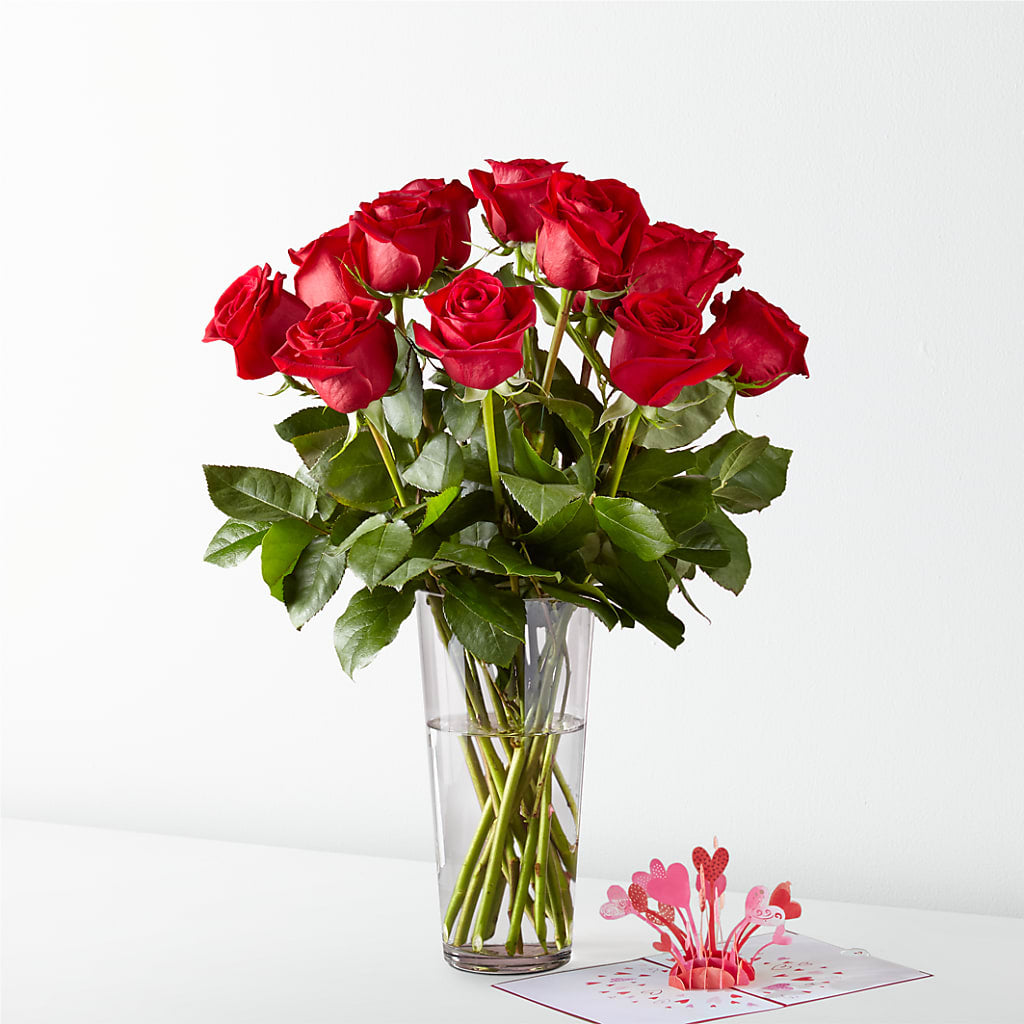 Long Stem Red Rose Bouquet & Lovepop® Pop-Up Card – DANDELIONS ALL THINGS WEDDINGS & EVENTS, Germanton NC