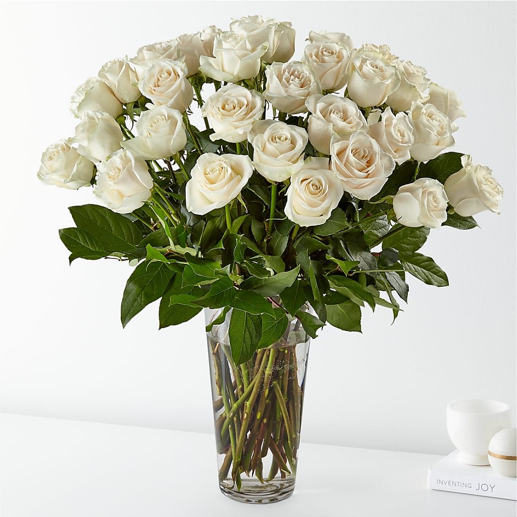 Long Stem White Rose Bouquet – DANDELIONS ALL THINGS WEDDINGS & EVENTS, Germanton NC