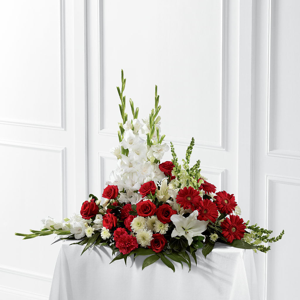 Crimson & White Arrangement – DANDELIONS ALL THINGS WEDDINGS & EVENTS, Germanton NC