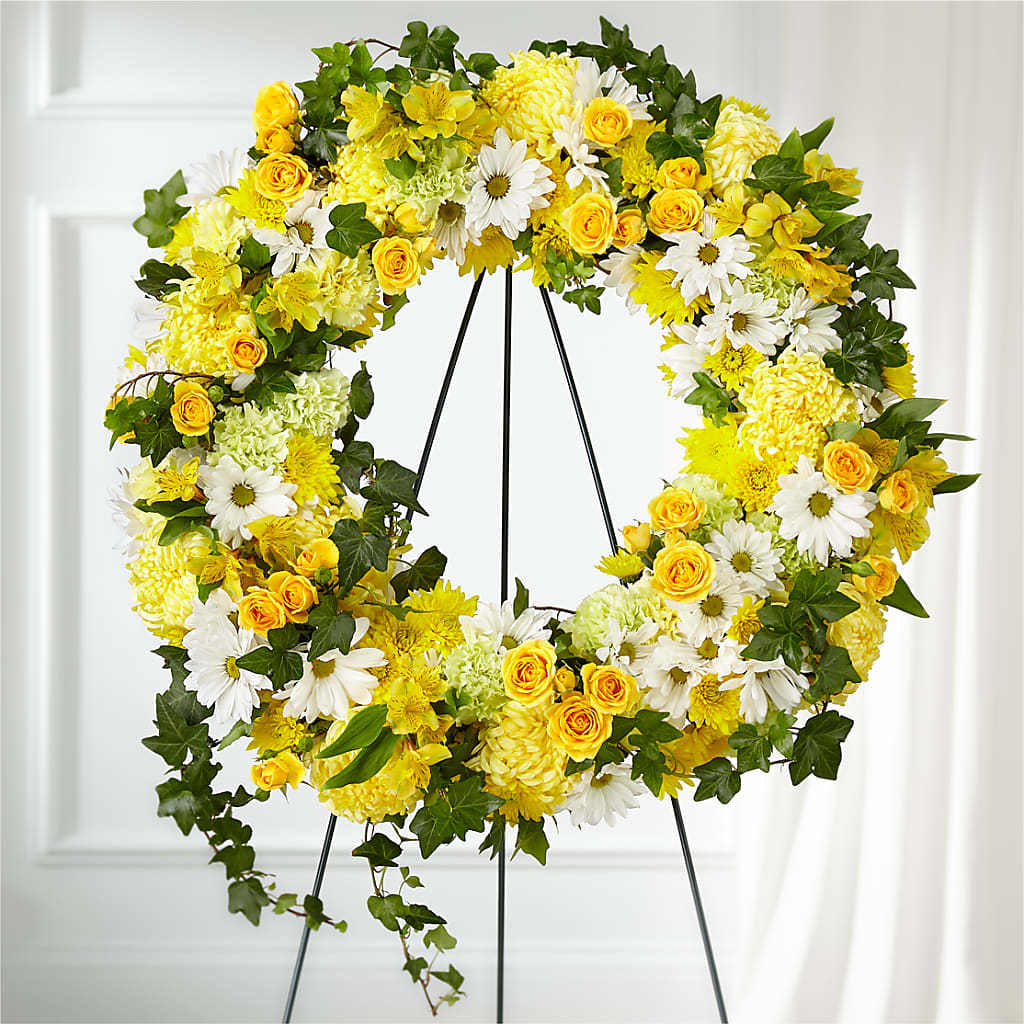 Golden Remembrance Wreath – DANDELIONS ALL THINGS WEDDINGS & EVENTS, Germanton NC