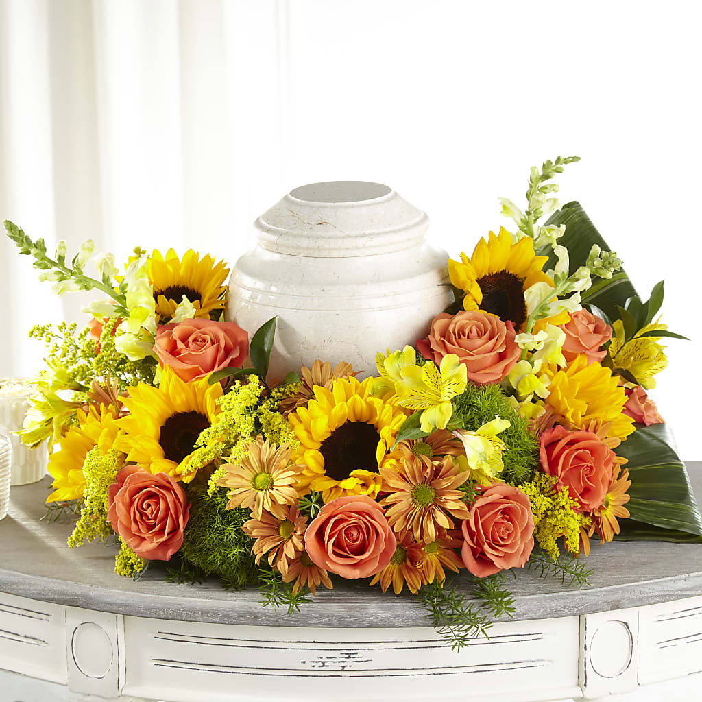 Faithful Sunflower Cremation Adornment – DANDELIONS ALL THINGS WEDDINGS & EVENTS, Germanton NC