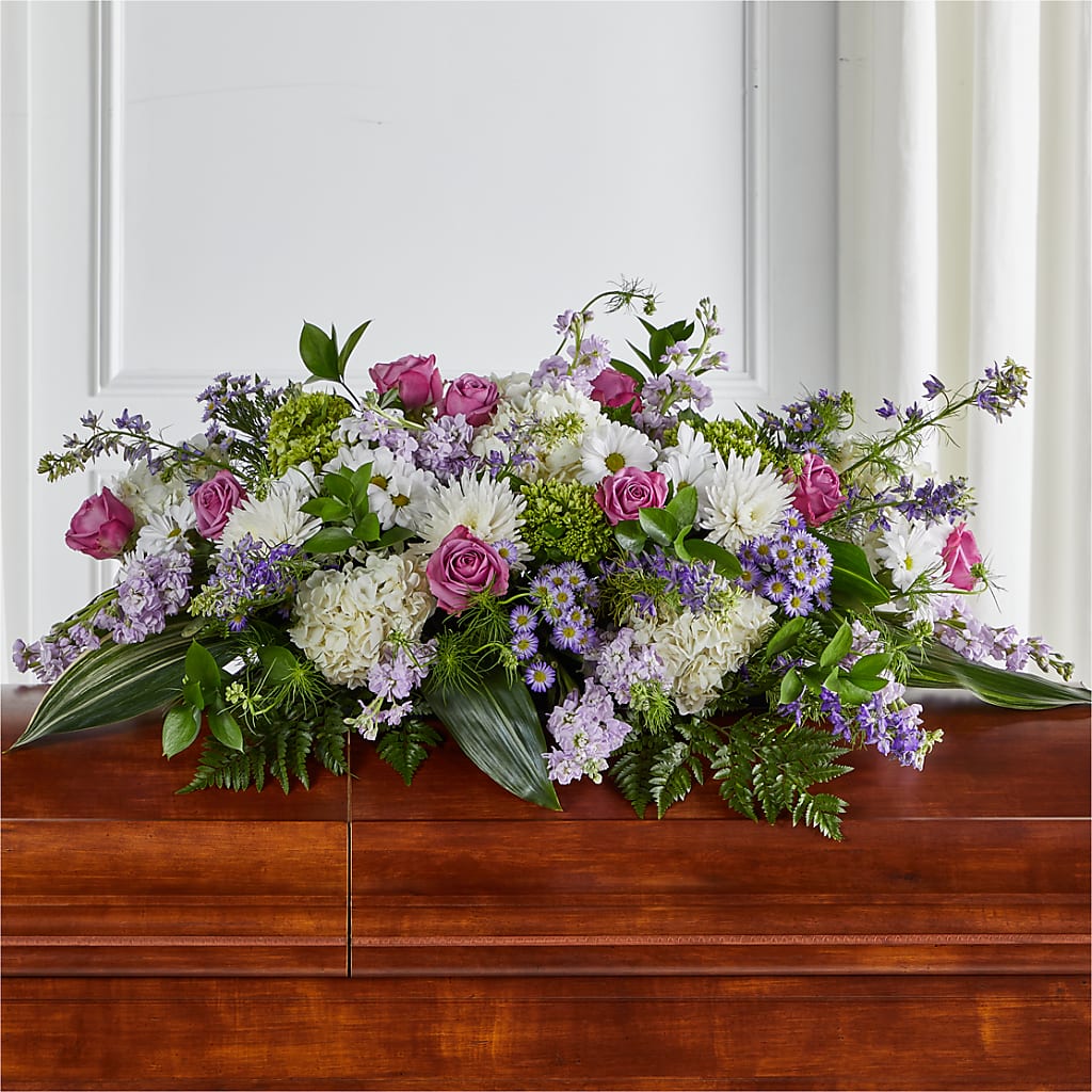 Meadows of Serenity Casket Spray – DANDELIONS ALL THINGS WEDDINGS & EVENTS, Germanton NC