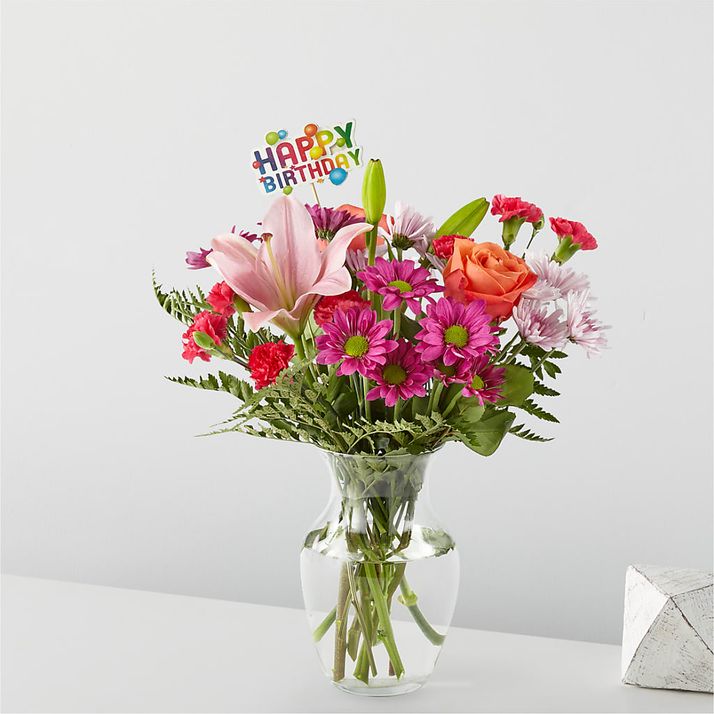Light of My Life Bouquet & Happy Birthday Topper – DANDELIONS ALL THINGS WEDDINGS & EVENTS, Germanton NC