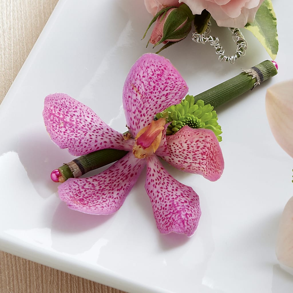Pink Mokara Boutonniere – DANDELIONS ALL THINGS WEDDINGS & EVENTS, Germanton NC