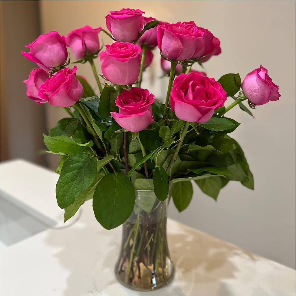 Long Stem Pink Rose Bouquet – DANDELIONS ALL THINGS WEDDINGS & EVENTS, Germanton NC