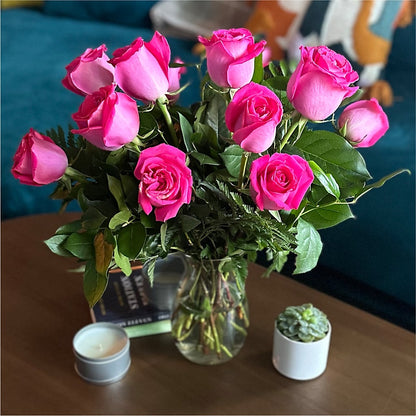Long Stem Pink Rose Bouquet – DANDELIONS ALL THINGS WEDDINGS & EVENTS, Germanton NC