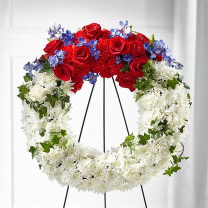 Patriotic Passion Wreath – DANDELIONS ALL THINGS WEDDINGS & EVENTS, Germanton NC