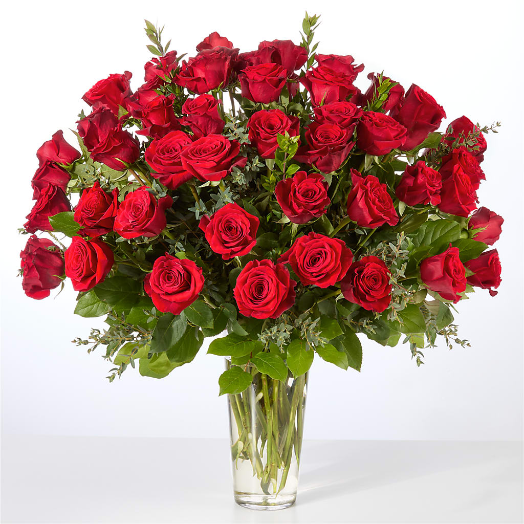 Forever Yours Fifty Stem Red Rose Bouquet – DANDELIONS ALL THINGS WEDDINGS & EVENTS, Germanton NC