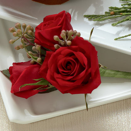 Red Spray Rose Boutonniere – DANDELIONS ALL THINGS WEDDINGS & EVENTS, Germanton NC