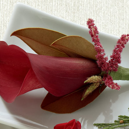 Red Calla Boutonniere – DANDELIONS ALL THINGS WEDDINGS & EVENTS, Germanton NC